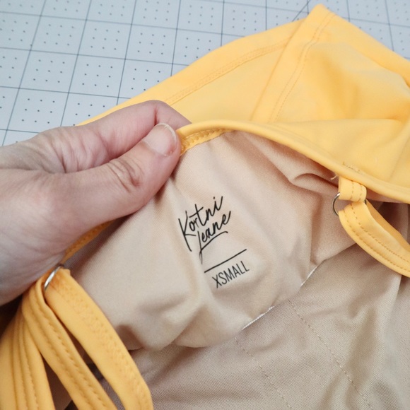 Kortni Jeane orange high square neck swim top - Picture 3 of 3